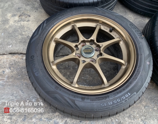 ล้อแม็ก 4รู100 CE28 ขอบ 15 พร้อมยาง 195-55-15 ปี 15 แม็กสภาพดี พร้อมใช้งาน