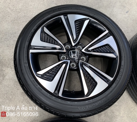 ล้อแม็ก Honda Civic FK ขอบ 17 พร้อมยาง 215-50-17 Yokohama ลงพื้นปี 18 แม็กเดิม ไม่ดุ้ง ไม่คด ดอกยางเต็มๆทุกเส้น