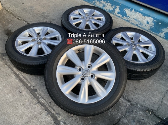 แม็ก Toyota Yaris ลาย 8 ก้าน ขอบ 15 พร้อมยาง 185-60-15 Bridgestone ปี 14