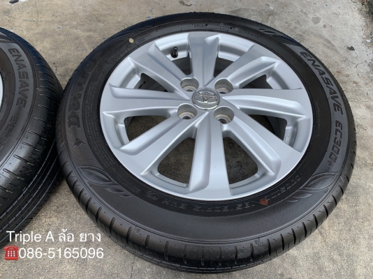 แม็ก Toyota Vios 8 ก้าน ขอบ 15 พร้อมยางป้ายแดง 185-60-15 Dunlop ปี 18 แม็กสวย ดอกยางเต็มๆ มีตุ่ม