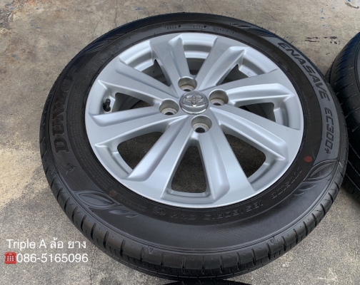 แม็ก Toyota Vios 8 ก้าน ขอบ 15 พร้อมยางป้ายแดง 185-60-15 Dunlop ปี 18 แม็กสวย ดอกยางเต็มๆ มีตุ่ม