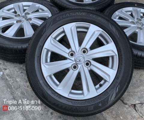 แม็ก Toyota Vios 8 ก้าน ขอบ 15 พร้อมยางป้ายแดง 185-60-15 Dunlop ปี 18 แม็กสวย ดอกยางเต็มๆ มีตุ่ม