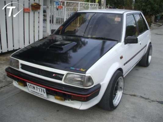 ขาย TOYOTA STARLET GT 5ประตู ปี 86วางเครื่อง 4Eเทอร์โบ แต่งซิ่ง เกียร์ออโต้ สีขาว 88000