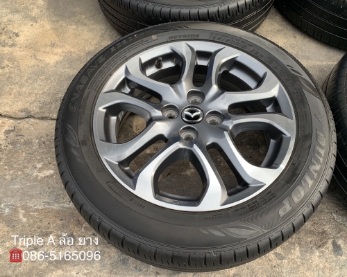 ล้อแม็ก Mazda 2 ตัวท๊อป ขอบ 16 สีกันเมทาลิกหน้าเงา พร้อมยาง 185-60-16 Dunlopปี 17 แม็กสวย ดอกยางหนา