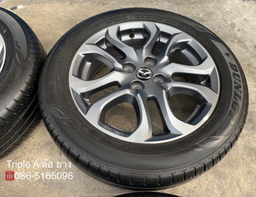 ล้อแม็ก Mazda 2 ตัวท๊อป ขอบ 16 สีกันเมทาลิกหน้าเงา พร้อมยาง 185-60-16 Dunlopปี 17 แม็กสวย ดอกยางหนา