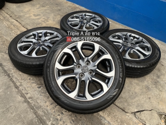ล้อแม็ก Mazda 2 ตัวท๊อป ขอบ 16 สีกันเมทาลิกหน้าเงา พร้อมยาง 185-60-16 Dunlopปี 17 แม็กสวย ดอกยางหนา