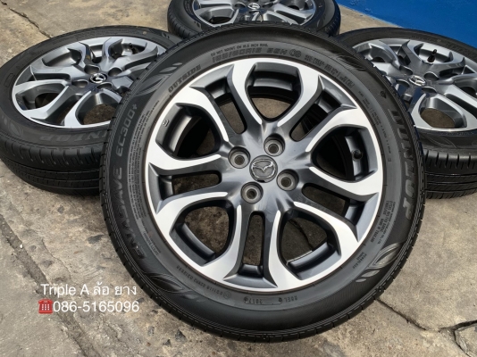ล้อแม็ก Mazda 2 ตัวท๊อป ขอบ 16 สีกันเมทาลิกหน้าเงา พร้อมยาง 185-60-16 Dunlopปี 17 แม็กสวย ดอกยางหนา