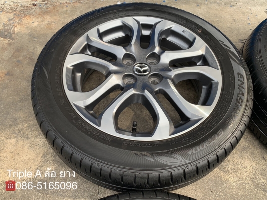ล้อแม็ก Mazda 2 ตัวท๊อป ขอบ 16 สีกันเมทาลิกหน้าเงา พร้อมยาง 185-60-16 Dunlopปี 17 แม็กสวย ดอกยางหนา