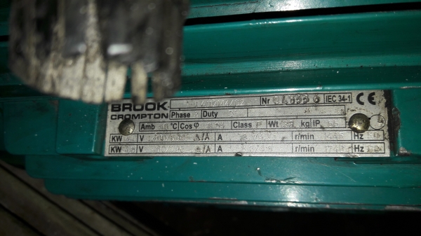 ขาย !! มอเตอร์.BROOK.ขนาด5.5แรง380v.รอบ1445 สภาพเดิมพร้อมใช้งาน