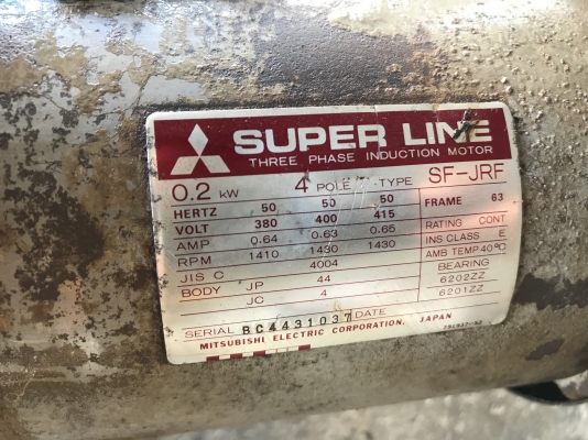 ขายมอเตอร์เกียร์ Mitsubishi 0.2Kw. 380V หัวเกียร์ Tsubaki made in Japan อัตราทด 1:50 สภาพดีเดิมๆ สีไม่สวย หมุนนิ่ม พร้อมใช้งาน มี 8ตัว ขายมอเตอร์เกียร์ Mitsubishi 0.2Kw. 380V หัวเกียร์ Tsubaki made in Japan อัตราทด 1:50 สภาพดีเดิมๆ สีไม่สวย หมุนนิ่ม พร้อมใช้งาน มี 8ตัว