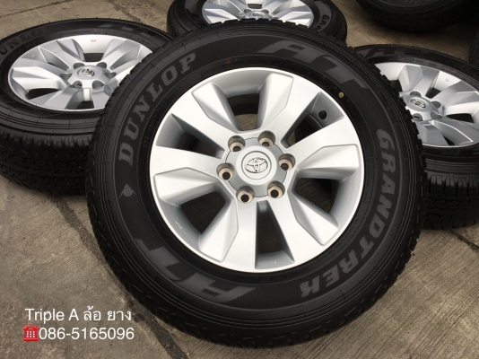 ล้อแม็กป้ายแดง Toyota Revo ขอบ17 พร้อมยางป้ายแดง 265-65-17 Dunlop ปี 18 สวยกริ๊บ ยางตุ่มอลัง เส้นสีจัดจ้าน