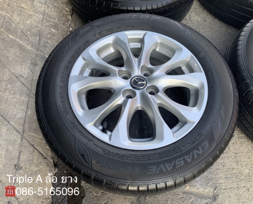 ล้อแม็ก Mazda 2 ขอบ 15 สีบอร์น พร้อมยาง 185-65-15 Dunlop ปี 16 แม็กเดิม ดอกยางหนา