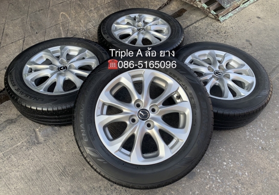 ล้อแม็ก Mazda 2 ขอบ 15 สีบอร์น พร้อมยาง 185-65-15 Dunlop ปี 16 แม็กเดิม ดอกยางหนา