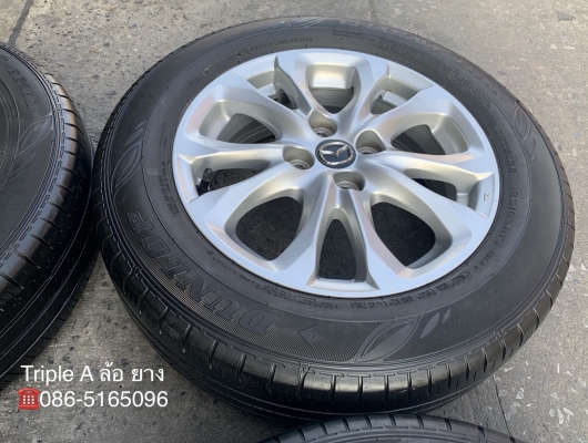 ล้อแม็ก Mazda 2 ขอบ 15 สีบอร์น พร้อมยาง 185-65-15 Dunlop ปี 16 แม็กเดิม ดอกยางหนา