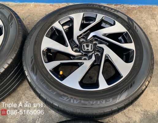 ล้อแม็ก Honda Civic FC ขอบ16 สีดำหน้าเงา พร้อมยาง 215-55-16 Dunlop ปี 17