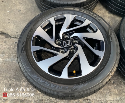 ล้อแม็ก Honda Civic FC ขอบ16 สีดำหน้าเงา พร้อมยาง 215-55-16 Dunlop ปี 17