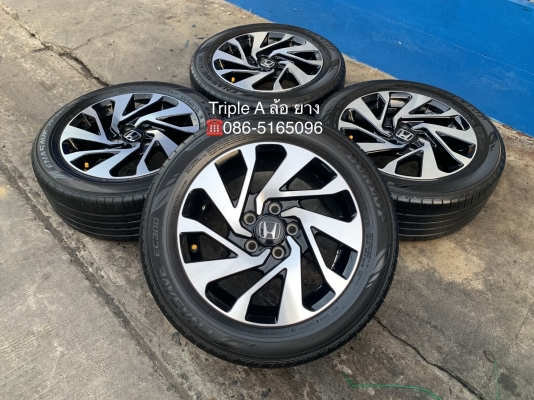 ล้อแม็ก Honda Civic FC ขอบ16 สีดำหน้าเงา พร้อมยาง 215-55-16 Dunlop ปี 17