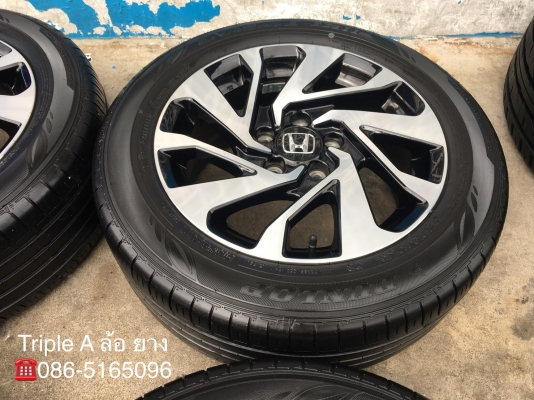 ล้อแม็ก Honda Civic FC ขอบ 16 สีดำหน้าเงา พร้อมยาง Dunlop 215-55-16 ปี 16