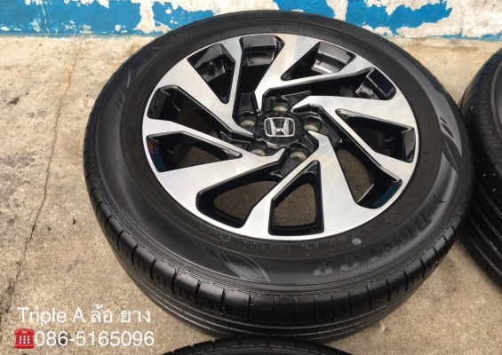 ล้อแม็ก Honda Civic FC ขอบ 16 สีดำหน้าเงา พร้อมยาง Dunlop 215-55-16 ปี 16