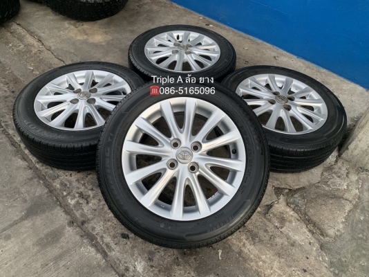 ล้อแม็ก Toyota Vios รุ่น 12 ก้าน ขอบ 15 สีบอร์น พร้อมยาง 185-60-15 Dunlop ปี 15