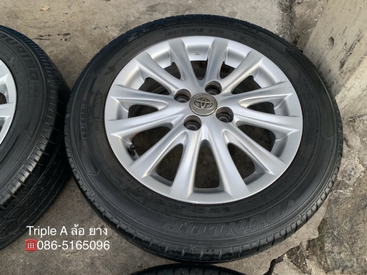 ล้อแม็ก Toyota Vios รุ่น 12 ก้าน ขอบ 15 สีบอร์น พร้อมยาง 185-60-15 Dunlop ปี 15