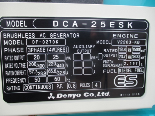 ขายเครื่องปั่นไฟ 25 KVA : DCA-25ESK ของใหม่ สนใจติดต่อ อำพล 090-9694506/ 080-3031241