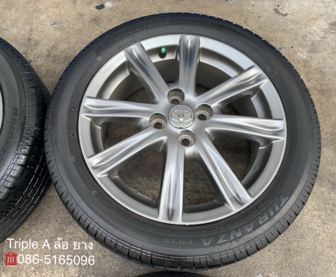 ล้อแม็ก Toyota Vios ตัวท็อป ขอบ 16 สีรมดำ พร้อมยาง 195-50-16 Bridgestone ปี14