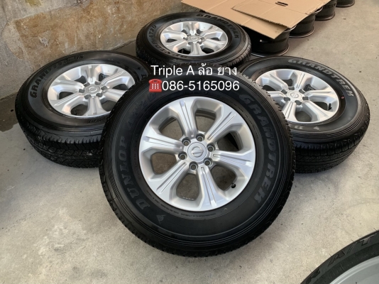 ล้อแม็ก 6รู114 Nissan Navara NP300 ขอบ 16 พร้อมยาง 255-70-16 Dunlop ปี 18 สภาพดี ดอกยางหนาปึก