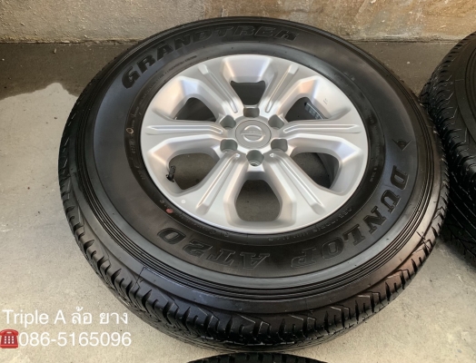 ล้อแม็ก 6รู114 Nissan Navara NP300 ขอบ 16 พร้อมยาง 255-70-16 Dunlop ปี 18 สภาพดี ดอกยางหนาปึก