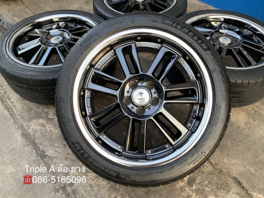 ล้อแม็ก Kranze 5รู100 ขอบ17 สีดำขอบเงา พร้อมยาง 215-45-17 ปี16