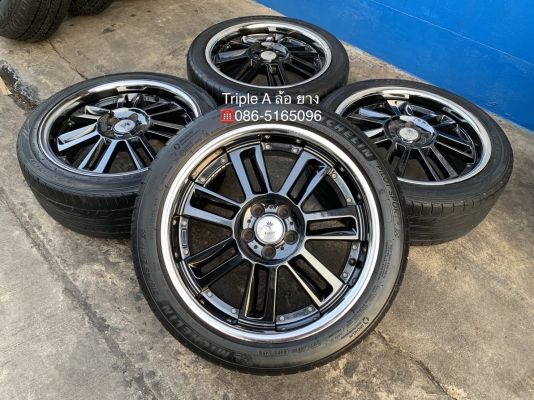 ล้อแม็ก Kranze 5รู100 ขอบ17 สีดำขอบเงา พร้อมยาง 215-45-17 ปี16
