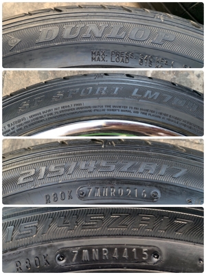 ล้อแม็ก Kranze 5รู100 ขอบ17 สีดำขอบเงา พร้อมยาง 215-45-17 ปี16