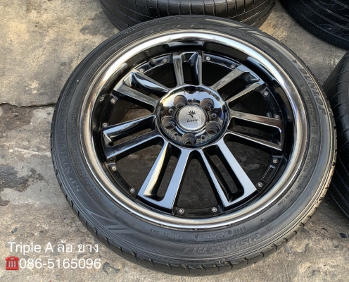 ล้อแม็ก Kranze 5รู100 ขอบ17 สีดำขอบเงา พร้อมยาง 215-45-17 ปี16