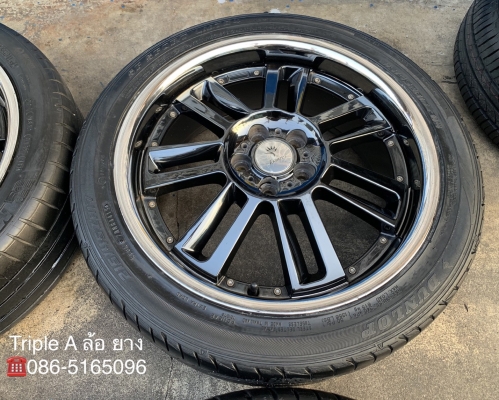 ล้อแม็ก Kranze 5รู100 ขอบ17 สีดำขอบเงา พร้อมยาง 215-45-17 ปี16