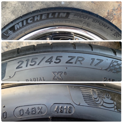 ล้อแม็ก Kranze 5รู100 ขอบ17 สีดำขอบเงา พร้อมยาง 215-45-17 ปี16