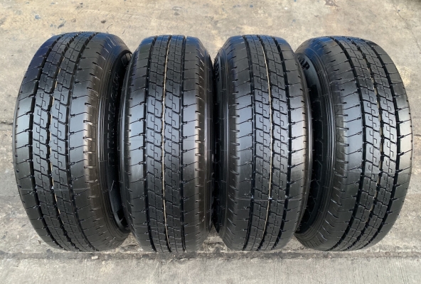 ล้อแม็ก 6รู139 ขอบ 15 สีฟ้าขอบเงา พร้อมยางใหม่ป้ายแดง 215-70-15 Dunlop ปลายปี 18