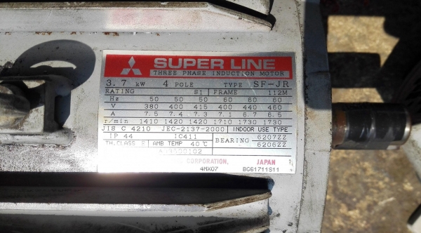 มอเตอร์ไฟฟ้ากำลัง Mitsubishi &amp; Toshiba JAPAN ขนาด 5 HP 4 Pole 1400 rpm 380V