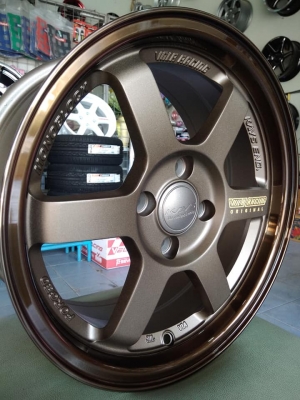 แม็กใหม te37 ขอบ 15 เลเซอร์ก้านหยอดทอง ราคาถูก