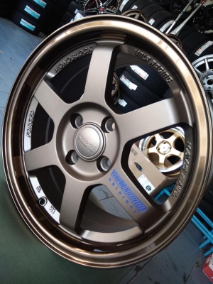 แม็กใหม te37 ขอบ 15 เลเซอร์ก้านหยอดน้ำเงิน ราคาถูก