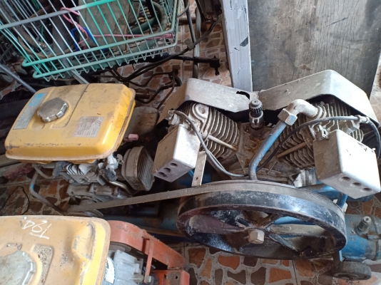 ปั้มลมสนาม 2 สูบ เสื้อสูบมีเนียม พร้อมเครื่องยนต์