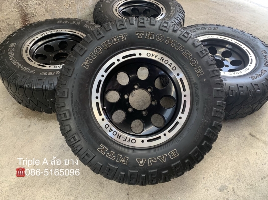 ล้อแม็ก 6รู139 OFF-ROAD ขอบ 16 สีดำขอบเงา พร้อมยาง 265-75-16 MICKEY THOMPSON ปี 13