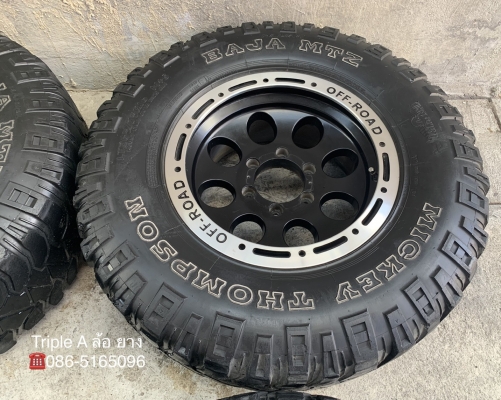 ล้อแม็ก 6รู139 OFF-ROAD ขอบ 16 สีดำขอบเงา พร้อมยาง 265-75-16 MICKEY THOMPSON ปี 13