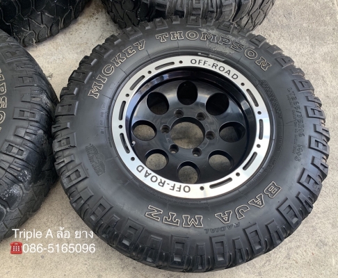 ล้อแม็ก 6รู139 OFF-ROAD ขอบ 16 สีดำขอบเงา พร้อมยาง 265-75-16 MICKEY THOMPSON ปี 13