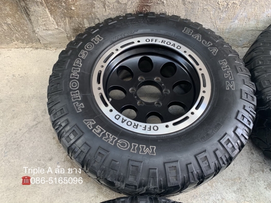 ล้อแม็ก 6รู139 OFF-ROAD ขอบ 16 สีดำขอบเงา พร้อมยาง 265-75-16 MICKEY THOMPSON ปี 13