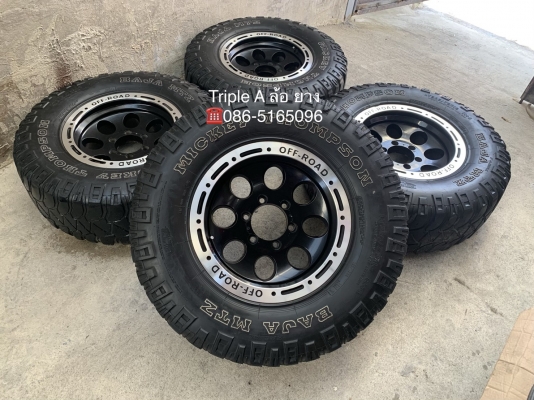 ล้อแม็ก 6รู139 OFF-ROAD ขอบ 16 สีดำขอบเงา พร้อมยาง 265-75-16 MICKEY THOMPSON ปี 13