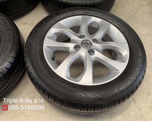 ล้อแม็ก Nissan March ขอบ 15 สีบอร์น พร้อมยาง 185-60-15 Dunlop ปี 18 แม็กสวย ดอกยางเต็มๆ