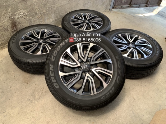 แม็กป้ายแดง Nissan Terra ขอบ 18 พร้อมยางป้ายแดง 255-60-18 Toyo ปี 18 แม็กสวย ตุ่มเด้ง มีเส้นสี