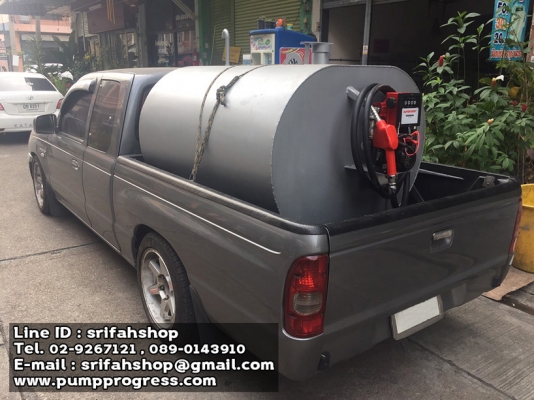 ชุดปั๊มดูดน้ำมันขนาดเล็กติดตั้งหน้าถัง ปั๊มสูบน้ำมันเคลื่อนที่ ปั๊มดูดน้ำมันพร้อมถัง 1000 ลิตร ปั๊มดูดน้ำมันพร้อมถังสำหรับใส่ท้ายรถกระบะ
