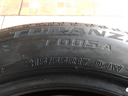 ยาง\% คัดสภาพ Bridgestone Turanza T005(TH) 215/55R17 ผลิตปี 2018 มีรับประกันให้ทุกเส้น ขายถูก 4 เส้น