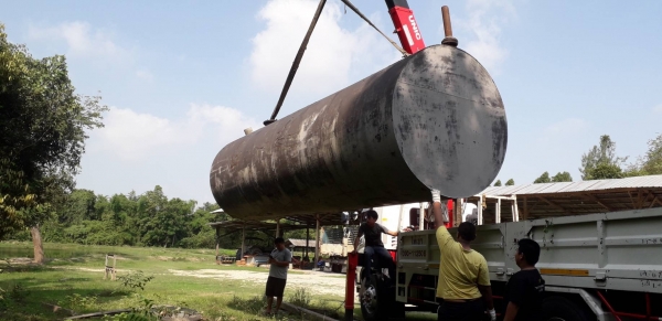 ถังน้ำมัน ไม่เคยใส่น้ำมาก่อน ไม่รั่วไม่ซึม ขนาด ยาว 6.10 เมตร สูง 115 ซม กว้าง 103 ซม.